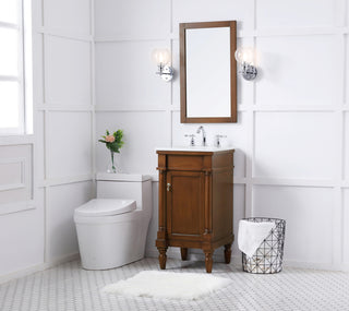 18 inch Single Bathroom vanity in walnut  with ivory white engineered marble