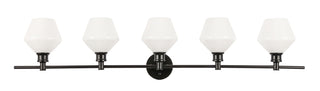 Gene 5 light Black and Frosted white glass Wall sconce