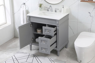 32 inch Single bathroom vanity in grey with backsplash