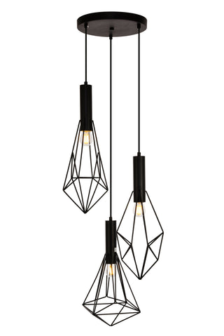 Jago Collection Pendant D16.0 H30.4 Lt:3 Black Finish