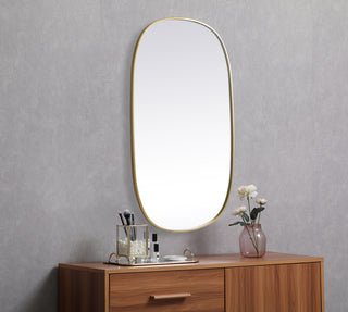 Metal Frame Oval Mirror 30x48 Inch in Brass