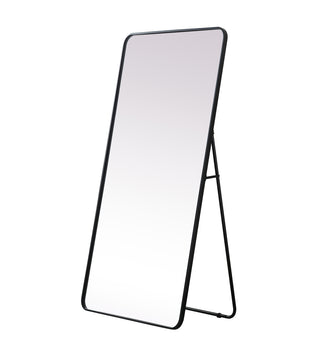 Soft Corner Metal Rectangle Full Length Mirror 30x60 Inch in Black