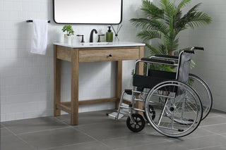 36 Inch ADA Compliant Bathroom Vanity In Natural Oak