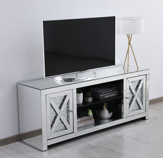 59 in. crystal mirrored TV stand