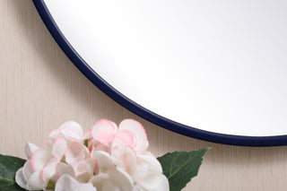 Metal frame round mirror with decorative hook 18 inch in Blue