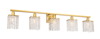 Phineas 5 light Brass and Clear Crystals wall sconce