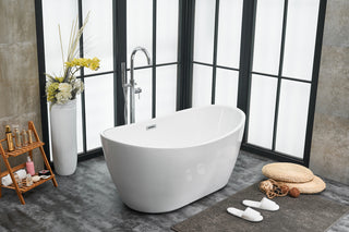 54 inch soaking double slipper bathtub in glossy white