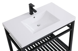 36 inch Single Bathroom Metal Vanity in Black