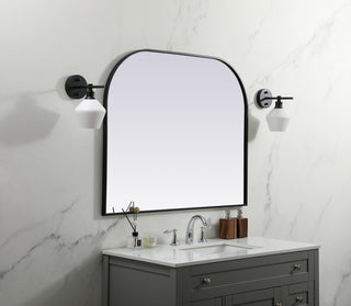 Metal Frame Arch Mirror 42x34 Inch in Black