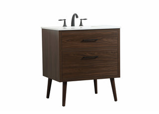 30 inch Single bathroom vanity in walnut