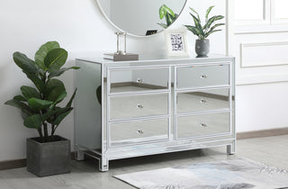 48 inch mirrored six drawer cabinet in white