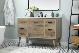 48 inch Single bathroom vanity in natural oak with backsplash