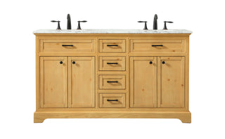 60 inch double bathroom vanity in natural wood