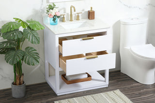 30 inch Single bathroom vanity in white with backsplash