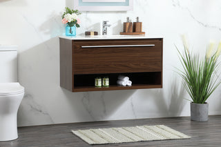 36 inch Single bathroom vanity in walnut