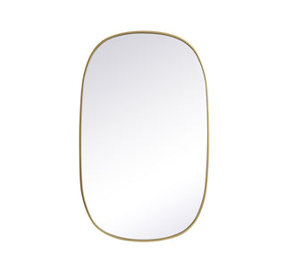 Metal Frame Oval Mirror 30x48 Inch in Brass