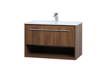 30 inch  Single Bathroom Floating Vanity in Walnut Brown