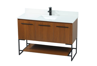 48 inch Single bathroom vanity in teak with backsplash