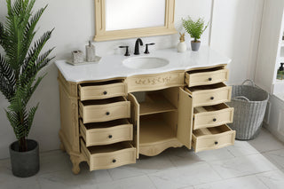 60 inch Single Bathroom vanity in Light Antique Beige with ivory white engineered marble