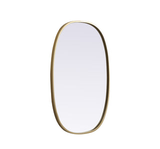 Metal Frame Oval Mirror 20x30 Inch in Brass