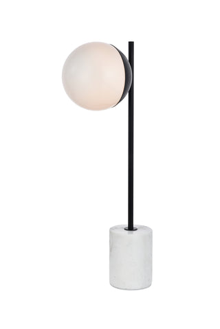 Eclipse 1 Light Black Table Lamp With Frosted White Glass