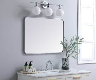 Soft corner metal rectangular mirror 24x32 inch in Silver