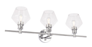 Gene 3 light Chrome and Clear glass Wall sconce