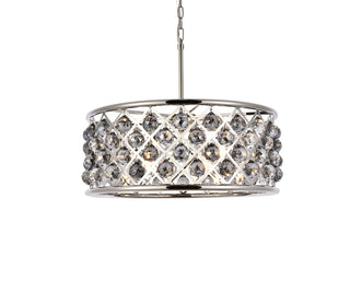 Madison 6 light polished Nickel Chandelier Silver Shade (Grey) Royal Cut Crystal