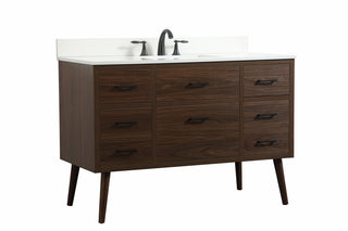 48 inch Single bathroom vanity in walnut with backsplash