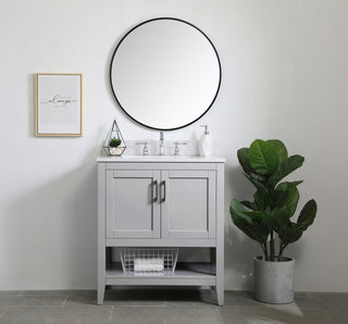 30 inch Single Bathroom Vanity in Grey with Backsplash