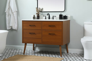 42 inch Single bathroom vanity in teak with backsplash