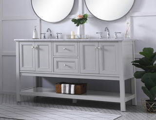 60 in. double sink bathroom vanity set in Grey