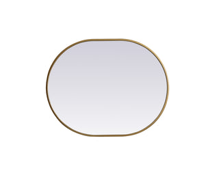 Metal Frame Oval Mirror 24x30 Inch in Brass