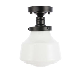 Lyle 1 light Black and frosted white glass Flush mount