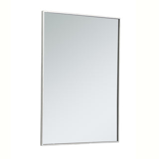 Metal frame rectangle mirror 30 inch in silver