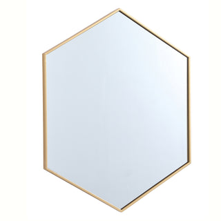 Metal frame hexagon mirror 38 inch in Brass