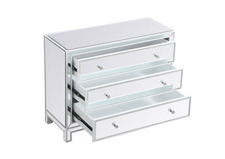 40 inch mirrored three drawer cabinet in white