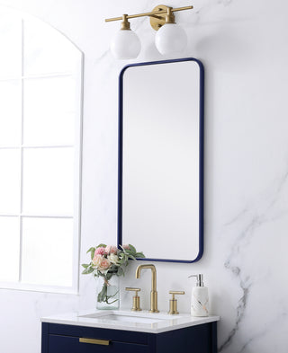 Soft corner metal rectangular mirror 18x36 inch in Blue