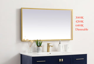 Pier 20x36 inch LED mirror with adjustable color temperature 3000K/4200K/6400K in brass