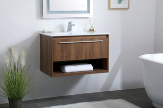 30 inch  Single Bathroom Floating Vanity in Walnut Brown