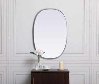 Metal Frame Oval Mirror 20x30 Inch in Silver