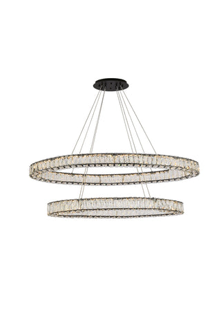 Monroe 48 inch LED oval double ring pendant in black