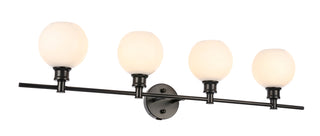 Collier 4 light Black and Frosted white glass Wall sconce