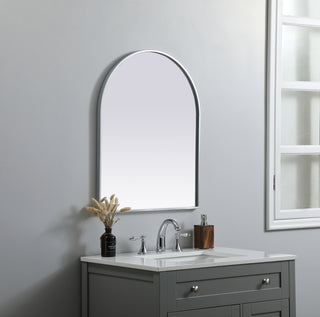 Metal Frame Arch Mirror 24x30 Inch in Silver