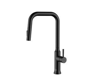 Noor Single Handle Pull Down Sprayer Kitchen Faucet in Matte Black