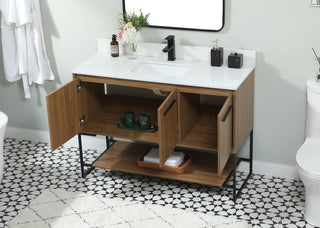 48 inch Single bathroom vanity in walnut brown with backsplash