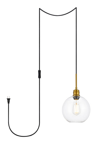 Emett 1 light Brass and Clear glass plug in pendant