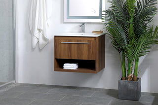 24 inch  Single Bathroom Floating Vanity in Walnut Brown