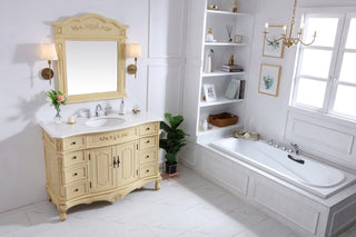 48 inch Single Bathroom vanity in light antique beige with ivory white engineered marble