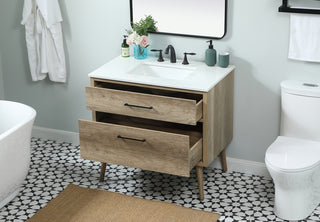 36 inch Single bathroom vanity in natural oak